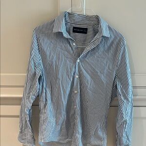 Abercrombie & Fitch Blue and White Striped Button Down Shirt